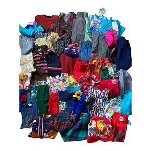 Vintage Baby clothes LOT 45+ pieces youth size colorful overalls tops pants